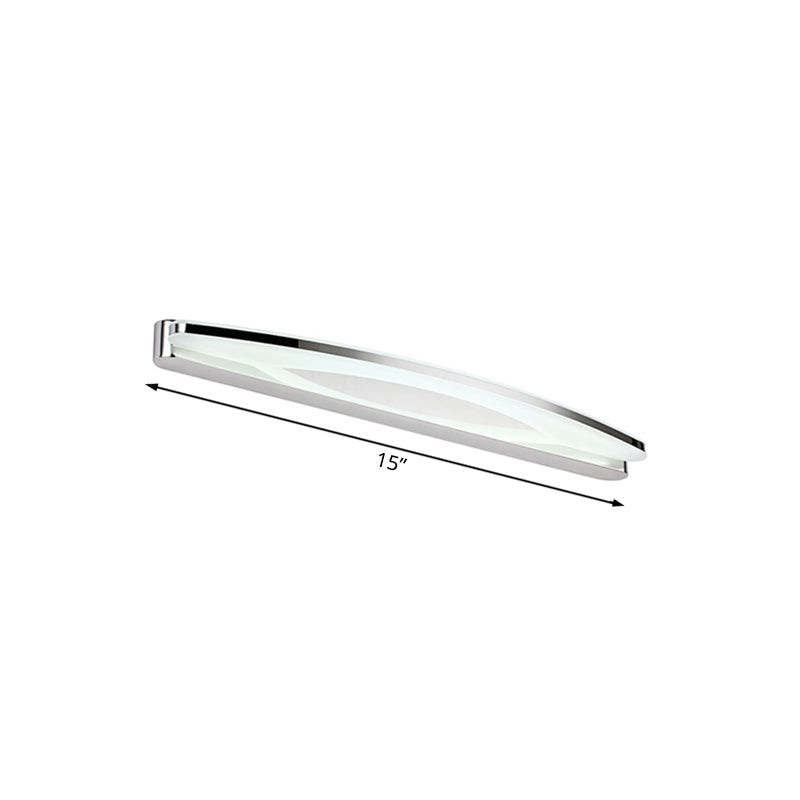 Sleek Modern Metal Vanity Lighting: Oval Shade Led Wall Light Sconce In Chrome 15/21 Dia Warm/White