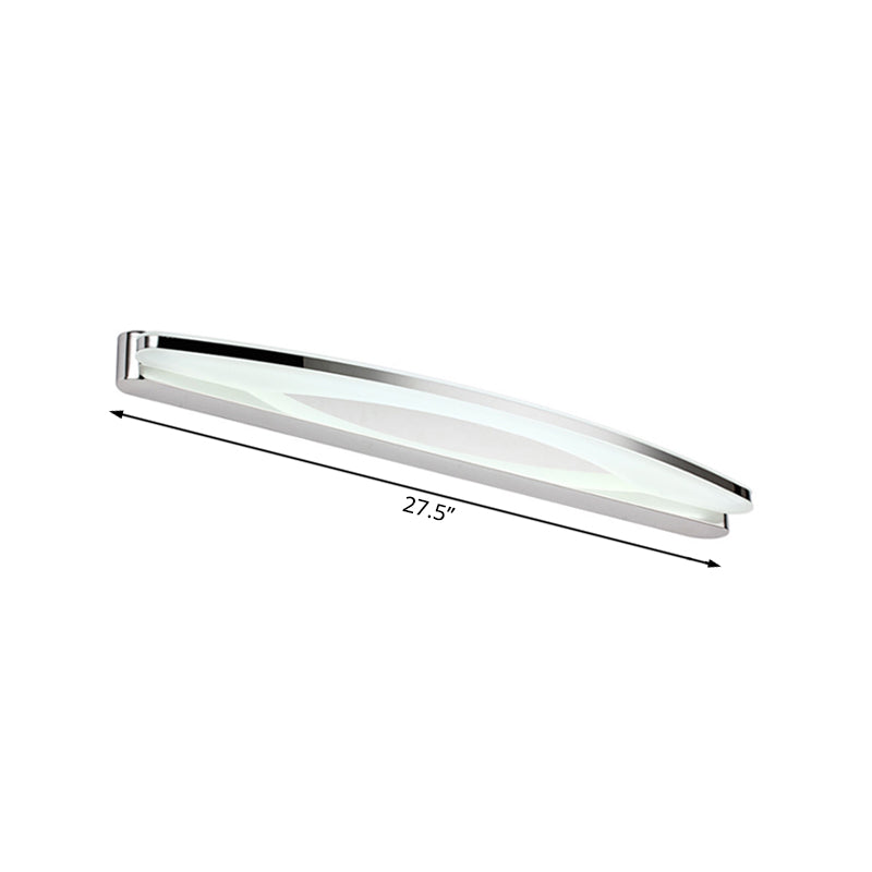 Sleek Modern Metal Vanity Lighting: Oval Shade Led Wall Light Sconce In Chrome 15/21 Dia Warm/White