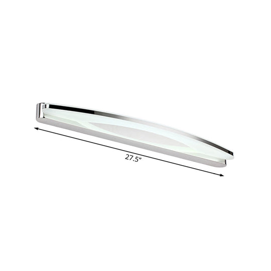 Sleek Modern Metal Vanity Lighting: Oval Shade Led Wall Light Sconce In Chrome 15/21 Dia Warm/White