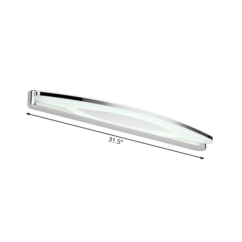 Sleek Modern Metal Vanity Lighting: Oval Shade Led Wall Light Sconce In Chrome 15/21 Dia Warm/White
