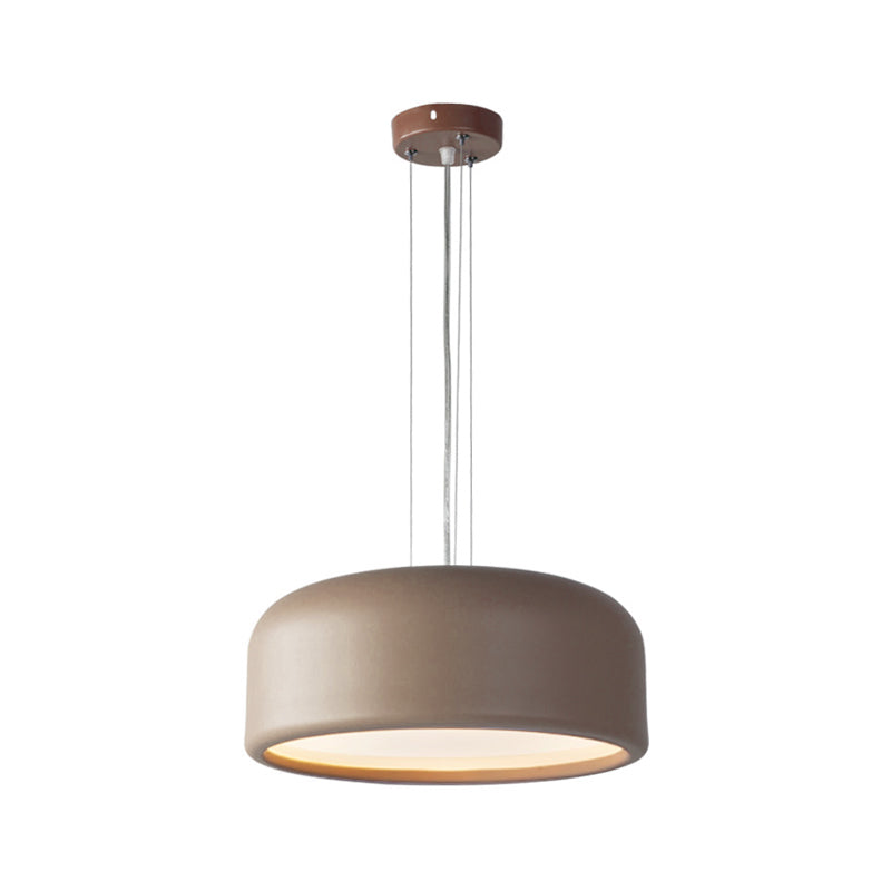 Modern Drum Pendant Lamp - Acrylic Grey/Coffee With Recessed Diffuser Perfect For Living Room