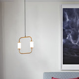 Minimalistic Led Pendant Light With White Glass Cylinder Shade - Brass Triangle/Round/Square Ceiling
