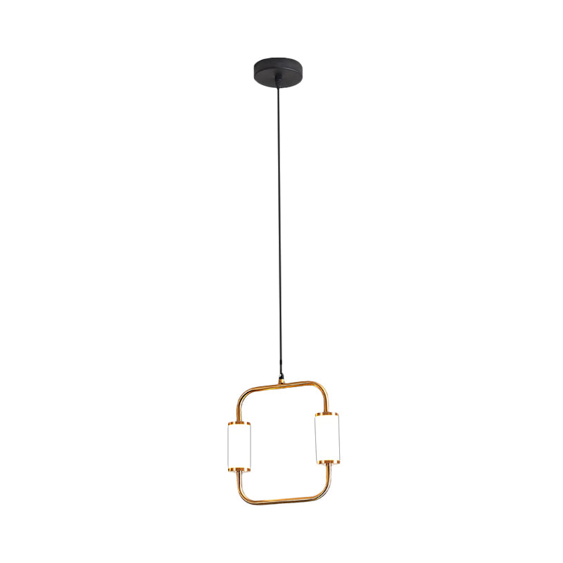 Minimalistic Led Pendant Light With White Glass Cylinder Shade - Brass Triangle/Round/Square Ceiling