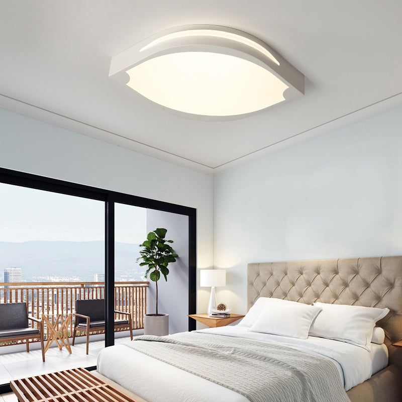 Leaf Shaped Ceiling Light - Contemporary Design Led Acrylic Flush Pendant White With Warm/White