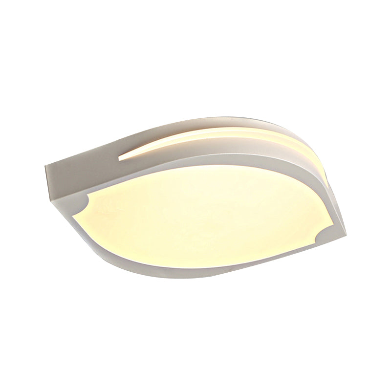 Leaf Shaped Ceiling Light - Contemporary Design Led Acrylic Flush Pendant White With Warm/White
