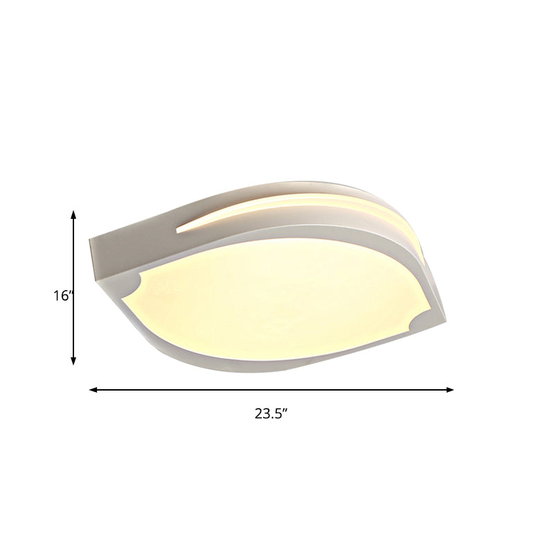Leaf Shaped Ceiling Light - Contemporary Design Led Acrylic Flush Pendant White With Warm/White