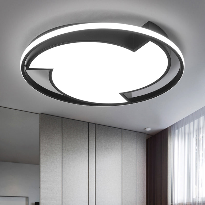 Modern Black Flush Mount Ceiling Light - Windmill Design With Acrylic Led Warm/White / White