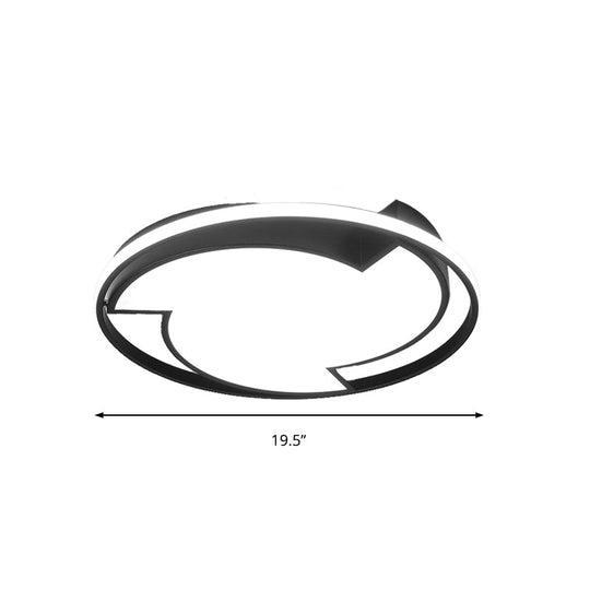 Modern Black Flush Mount Ceiling Light - Windmill Design With Acrylic Led Warm/White