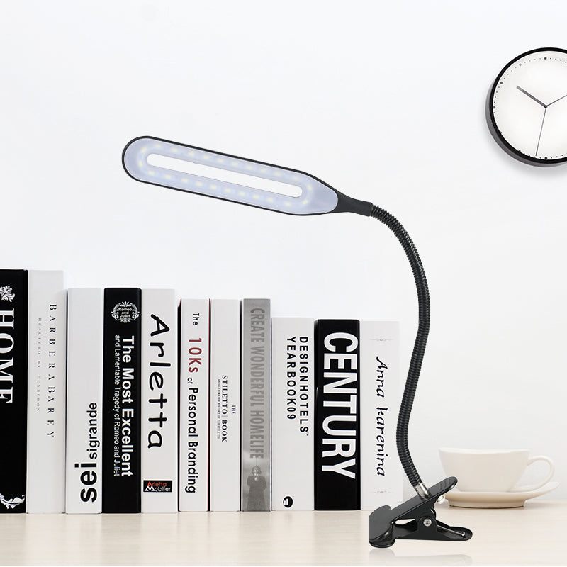 Oblong Shade Led Clip-On Desk Light With Eye-Caring Technology For Reading Black/White