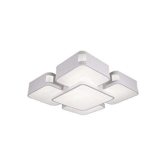 Contemporary Square Ceiling Mounted Led Pendant Light - 24’/37’ Wide Acrylic White Flush Mount