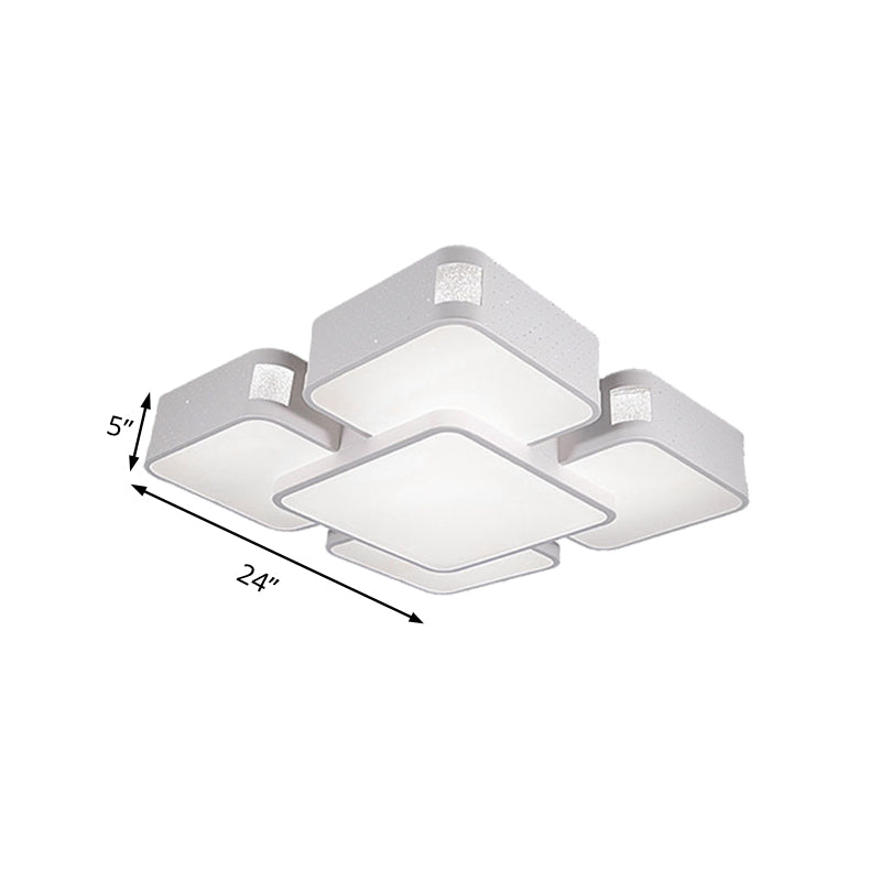 Contemporary Square Ceiling Mounted Led Pendant Light - 24/37 Wide Acrylic White Flush Mount
