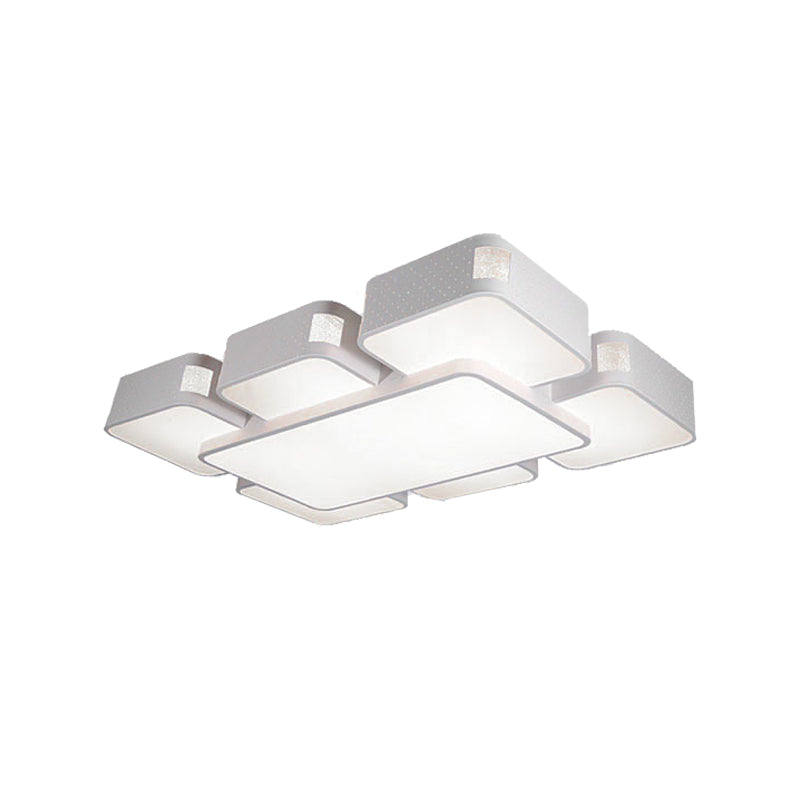 Contemporary Square Ceiling Mounted Led Pendant Light - 24’/37’ Wide Acrylic White Flush Mount