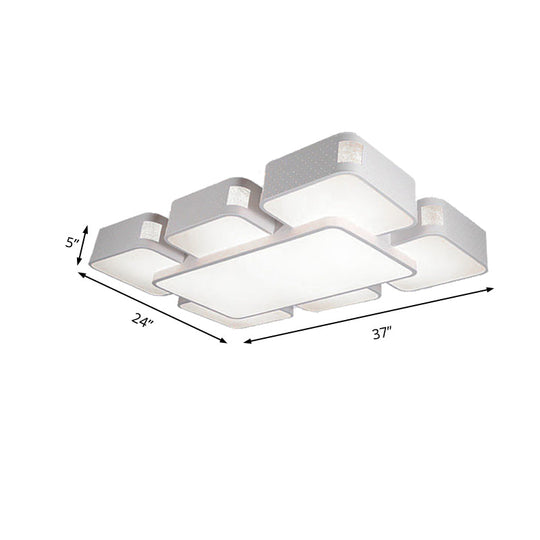 Contemporary Square Ceiling Mounted Led Pendant Light - 24/37 Wide Acrylic White Flush Mount