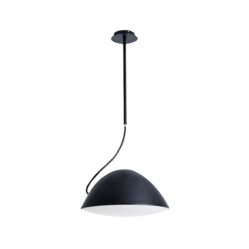Contemporary Black/White Dome Pendant Light - Stylish Metal Suspension For Dining Room