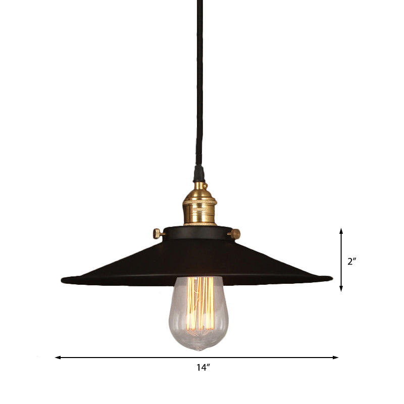 Industrial Style Metal Conic Ceiling Pendant With 1 Light In Brass/Weathered Brass