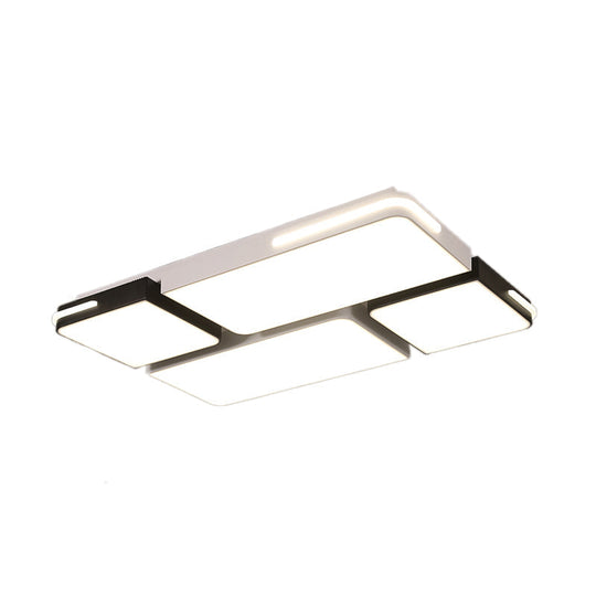 Contemporary Square/Rectangle Acrylic Flush Pendant Light - Led White Mount Lighting (21.5/37.5