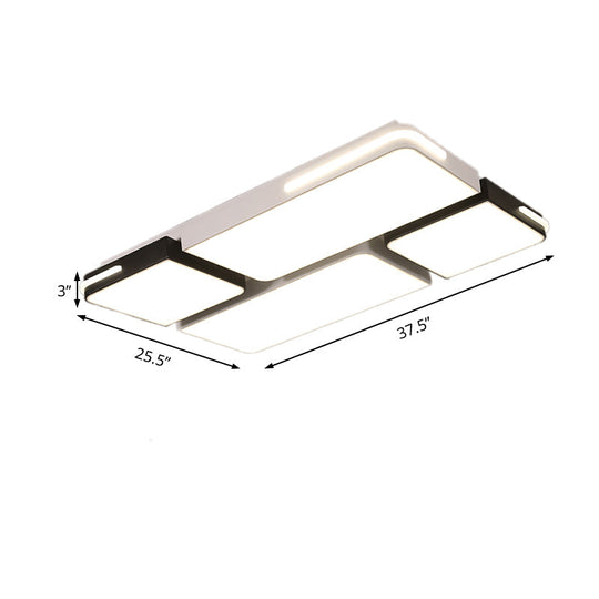 Contemporary Square/Rectangle Acrylic Flush Pendant Light - Led White Mount Lighting (21.5/37.5
