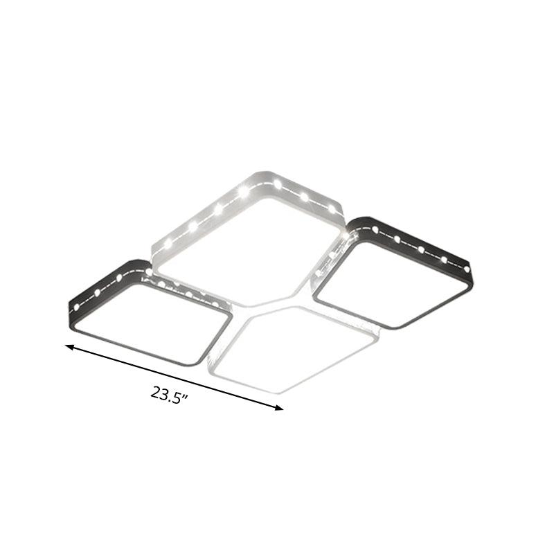 Modernist Style Acrylic Flush Mount Bedroom Lighting - 19.5’/23.5’ Square Led Ceiling Light In