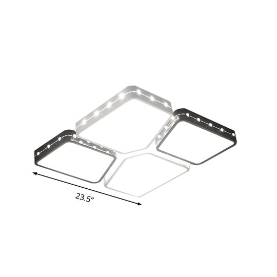 Modernist Style Acrylic Flush Mount Bedroom Lighting - 19.5’/23.5’ Square Led Ceiling Light In