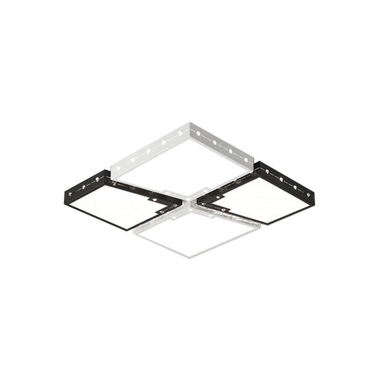 Led Bedroom Ceiling Light: Square Black Acrylic Shade Flush Mount Warm/White Light 19.5’/23.5’ Width