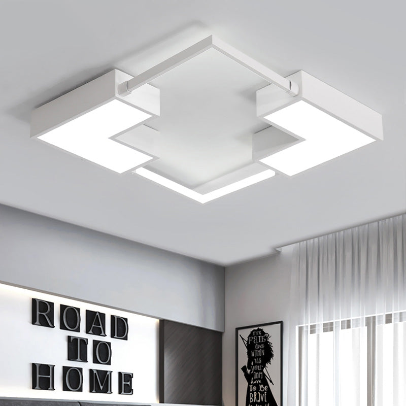 Simple Acrylic Led Flush Mount Ceiling Light In Black/White - Warm/White 16’/19.5’/23.5’ Wide