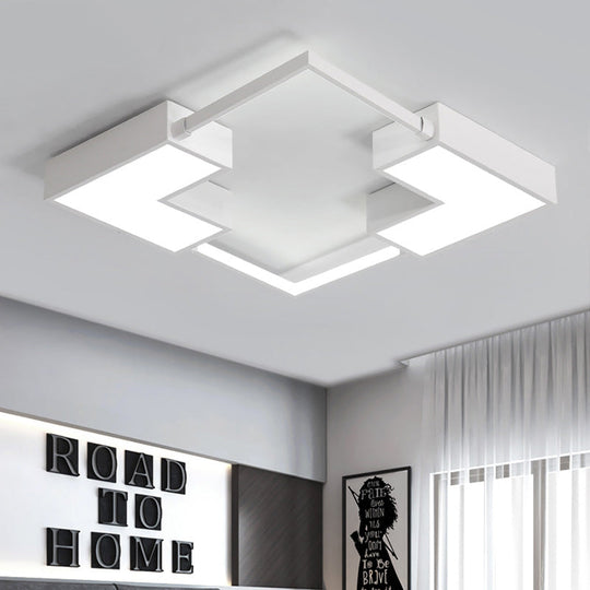Simple Acrylic Led Flush Mount Ceiling Light In Black/White - Warm/White 16’/19.5’/23.5’ Wide