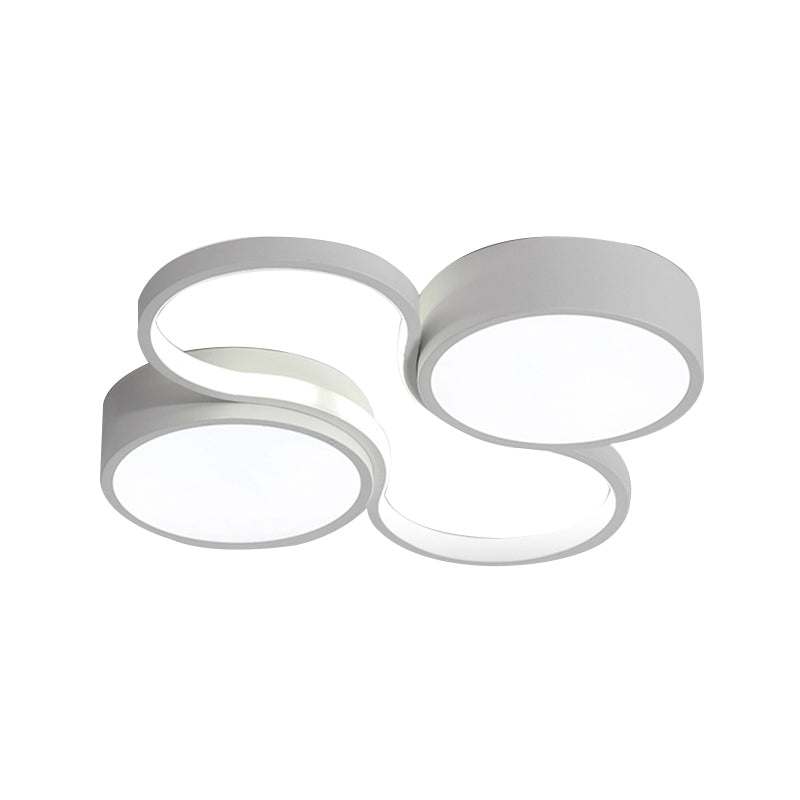 Contemporary Led Flush Mount Lamp - Black/White Circular Design 19.5’/23.5’ Wide Acrylic Shade