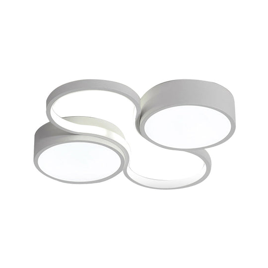 Contemporary Led Flush Mount Lamp - Black/White Circular Design 19.5’/23.5’ Wide Acrylic Shade