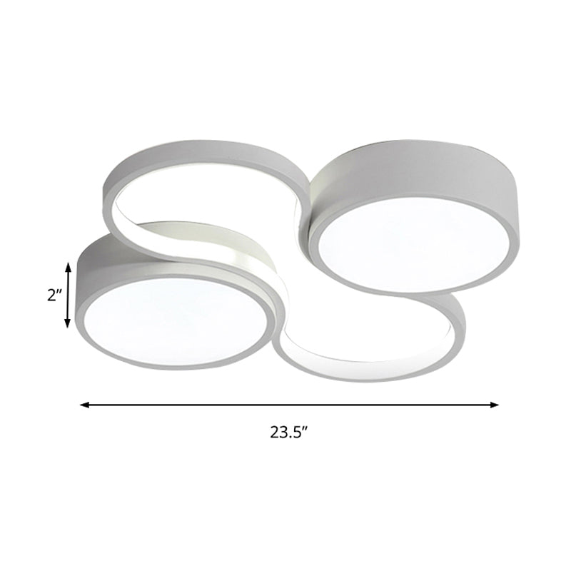 Contemporary Led Flush Mount Lamp - Black/White Circular Design 19.5’/23.5’ Wide Acrylic Shade