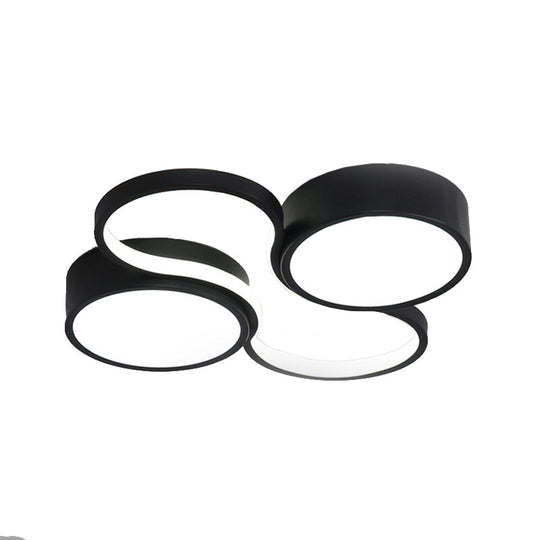 Contemporary Led Flush Mount Lamp - Black/White Circular Design 19.5’/23.5’ Wide Acrylic Shade