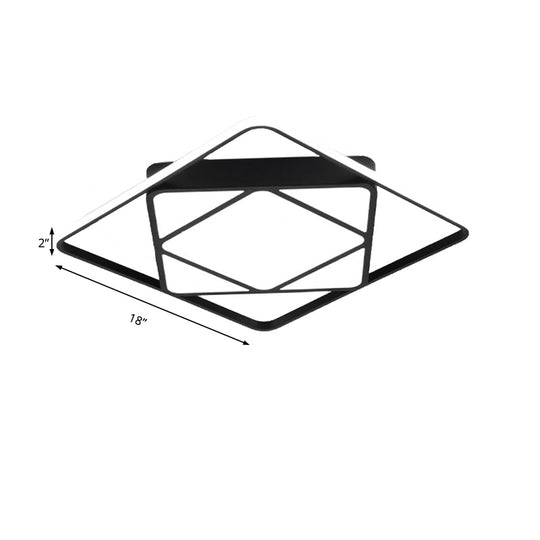 Modern Metal Rhombus Flush Mount Ceiling Light For Bedroom - Led White/Black Warm/White