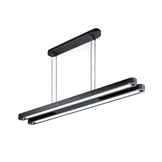 Contemporary Elongated Oval Metal Pendant Led Light - Black With Adjustable White/Warm/Natural