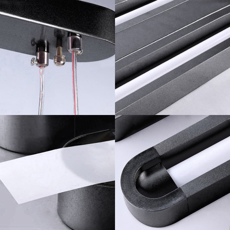 Contemporary Elongated Oval Metal Pendant Led Light - Black With Adjustable White/Warm/Natural