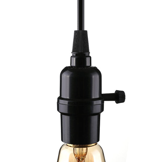 Industrial Metal Hanging Lamp With Adjustable Cord - Black Exposed Bulb Ceiling Fixture For