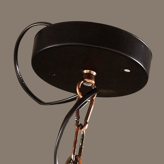 Farmhouse Black Single Light Pendant Ceiling With Clear Glass Cylinder And Iron Wheel Fixture