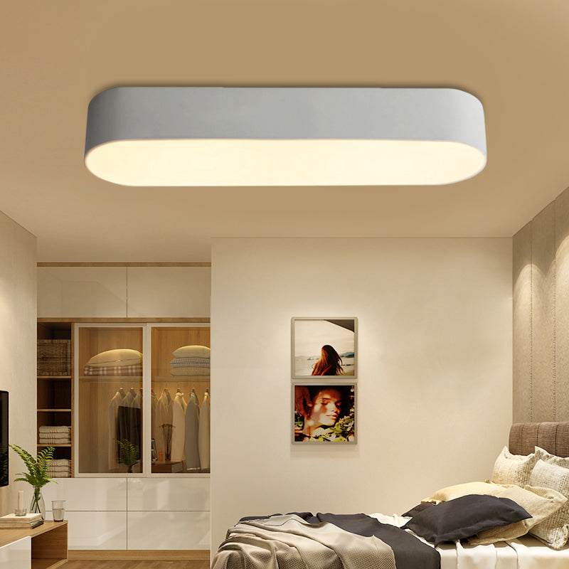 Modern Metal Led Flush Mount Lamp: Smooth Edge Case 23.5’/35.5’ Wide White/Black Ceiling Light