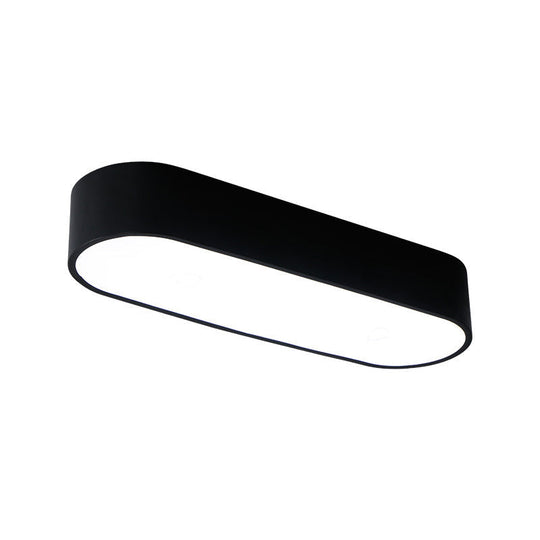 Modern Metal Led Flush Mount Lamp: Smooth Edge Case 23.5’/35.5’ Wide White/Black Ceiling Light
