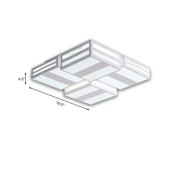 Modern Led Ceiling Lamp With Stripe Pattern In Warm/White Acrylic - Perfect For Bedroom Black/White