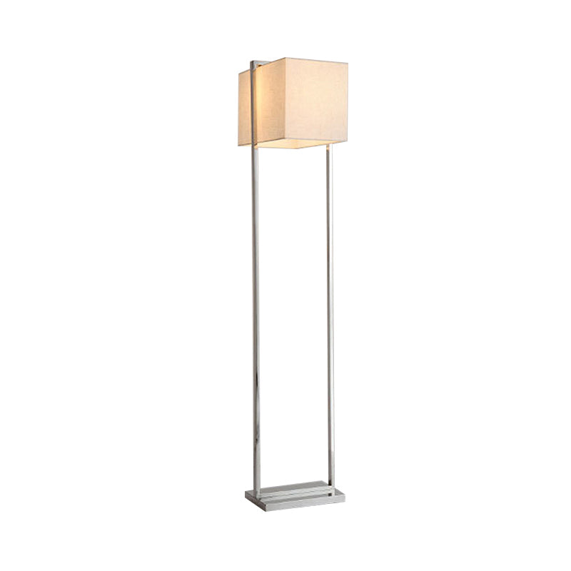 Modern Rectangular Floor Lamp In Beige With Metal Base - Perfect For Reading