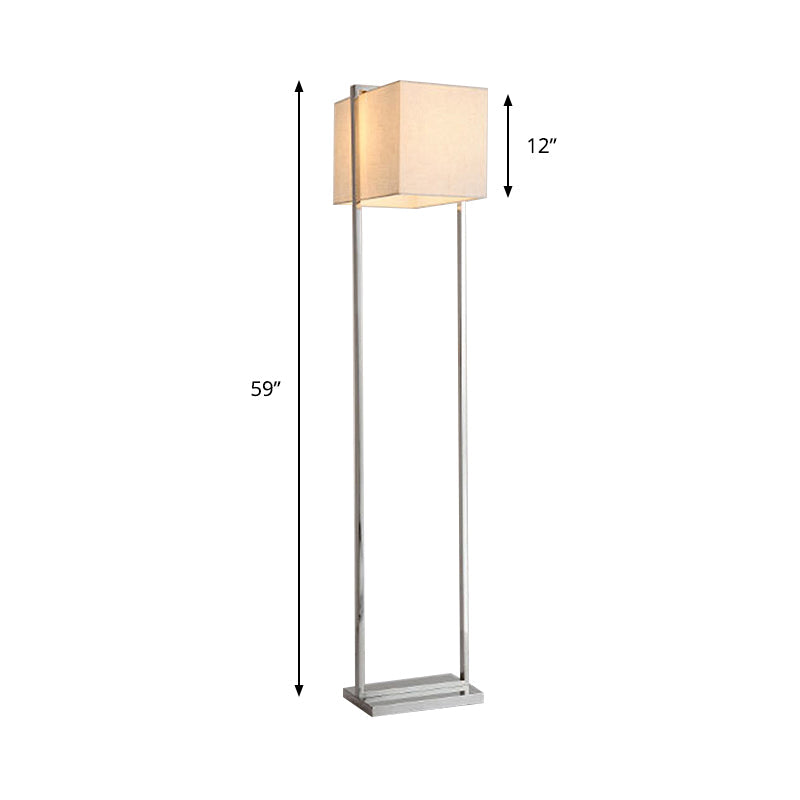 Modern Rectangular Floor Lamp In Beige With Metal Base - Perfect For Reading