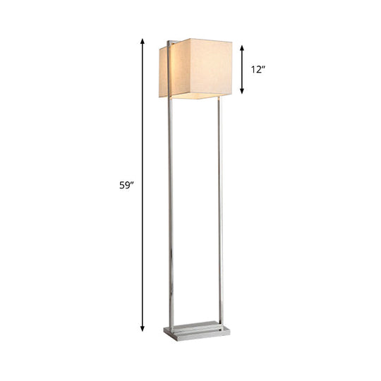 Modern Rectangular Floor Lamp In Beige With Metal Base - Perfect For Reading