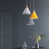 Conical Shade Pendant Light - Metal Contemporary Kitchen Hanging Fixture In Grey/Silver/Yellow 3