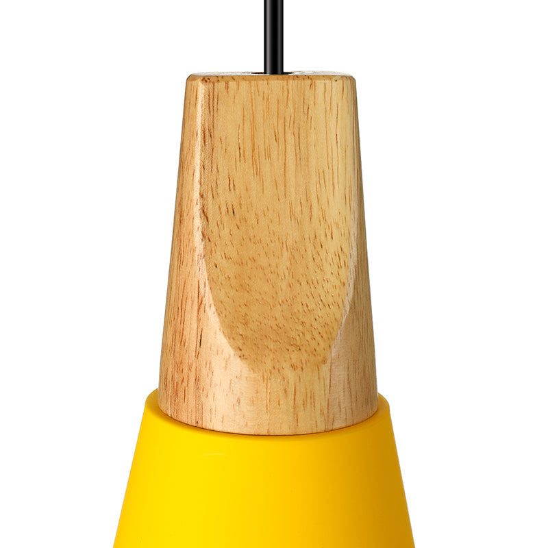 Conical Shade Pendant Light - Metal Contemporary Kitchen Hanging Fixture In Grey/Silver/Yellow 3
