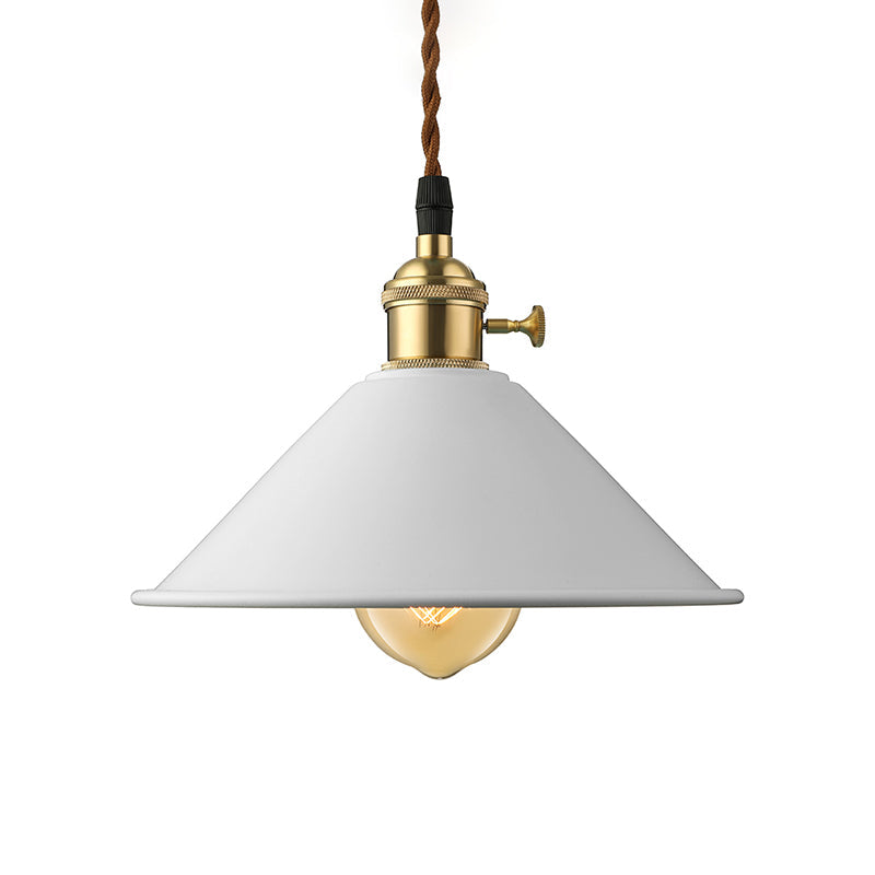 Industrial Style Metal Conic Shade Dining Room Ceiling Light Fixture - 1 Gray/White/Pink Pendant