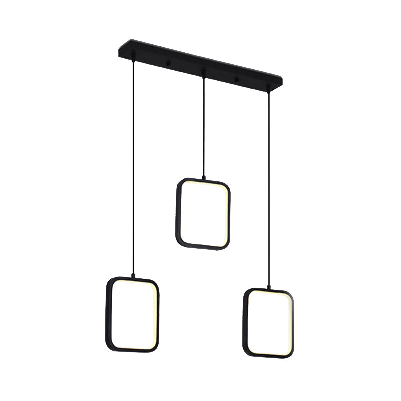 Contemporary Led Acrylic Ceiling Light Fixture - Black/White Square Drop Pendant In Warm/White
