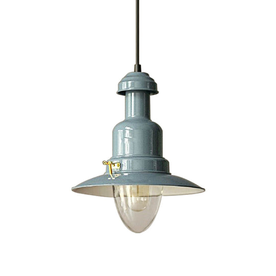 Blue And Yellow Metallic Pendant Ceiling Light For An Industrial Stylish Living Room