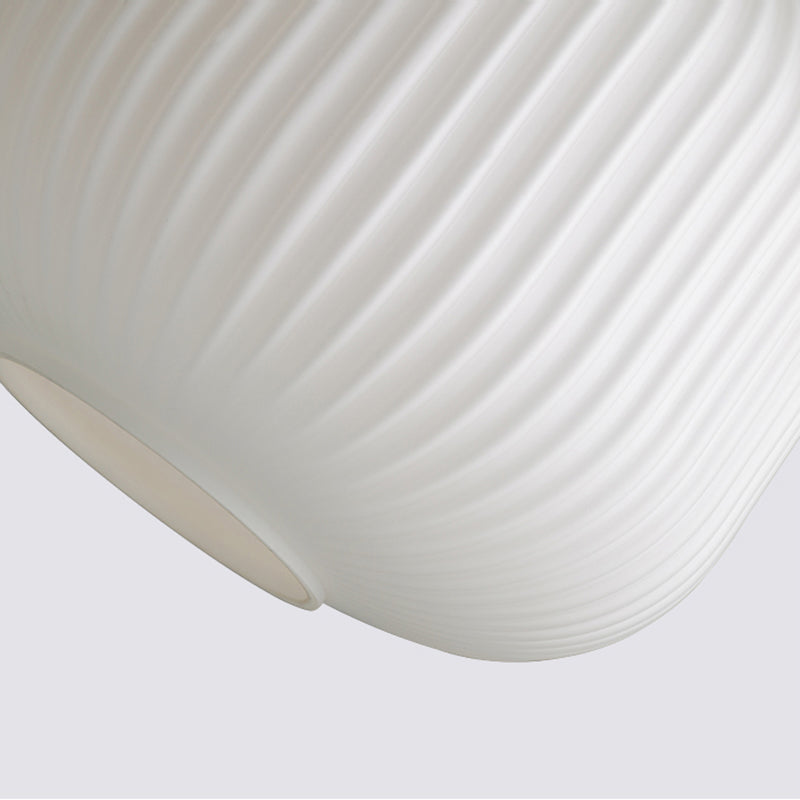 Modern 1-Light Milk Glass Ribbed Cylinder Pendant Light For Restaurants - 5.5 8 12 Diameter White