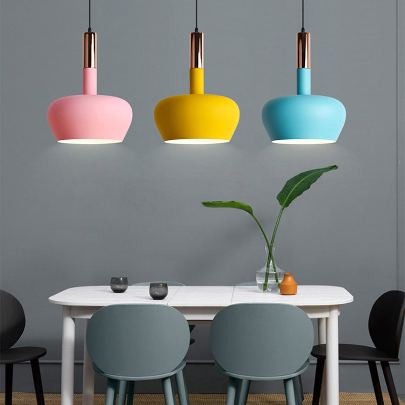 Modern Hanging Wine Glass Pendant Light - 1 Blue/Pink/Yellow Suspension