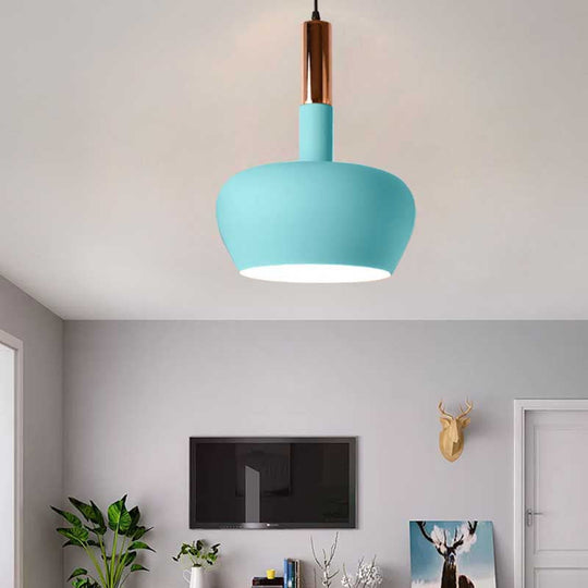 Modern Metal Hanging Pendant Light - Wine Glass Inspired Design With 1 And Blue/Pink/Yellow