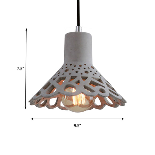 Nordic Style Concrete Pendant Lighting: Etched 1-Light Grey/White/Yellow Hanging Light With